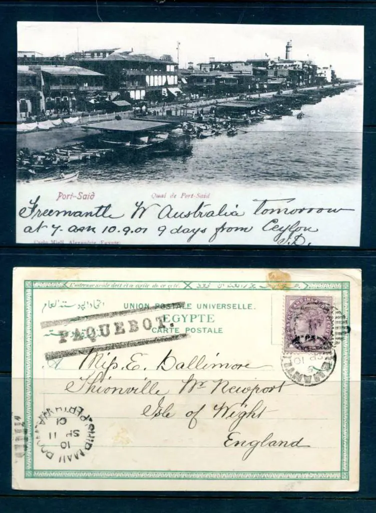 1901 Egyptian Postcard (Port Said) addressed to ... Image 1++