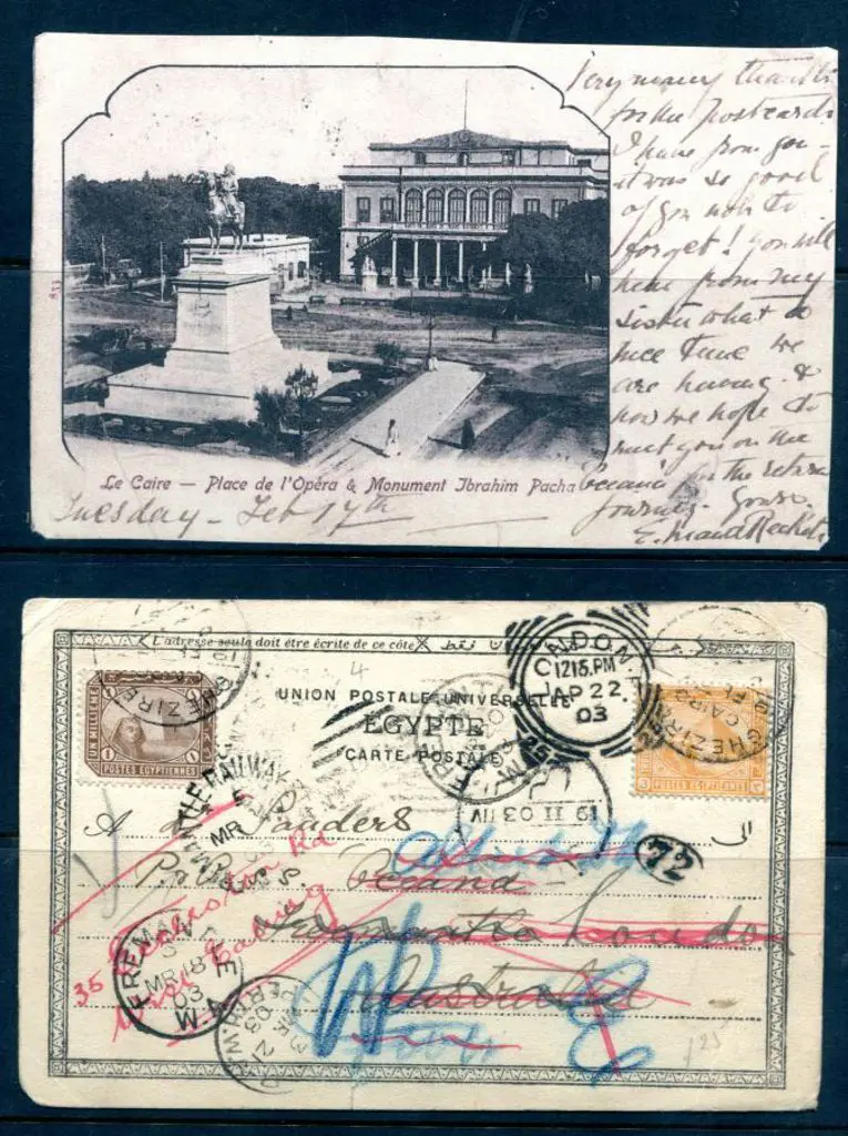 1903 Egyptian Postcard with numerous datestamps ... Image 1++
