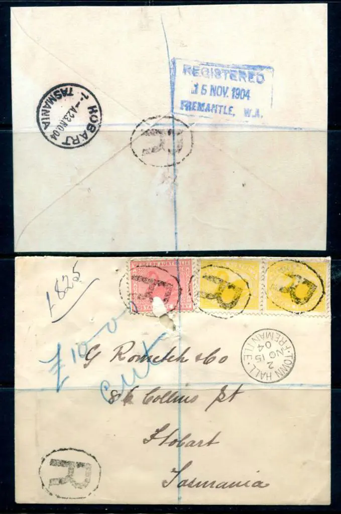 1904 (15th Nov) Registered cover to Hobart with 1d ... Image 1++