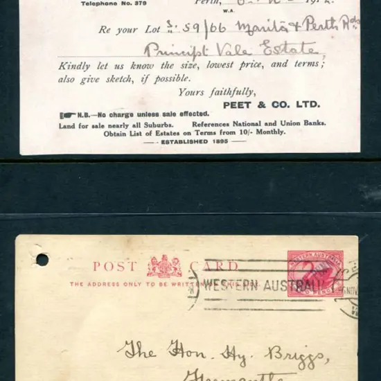 1912 "ONE PENNY" ovpt on 2d red swan Post Card ...