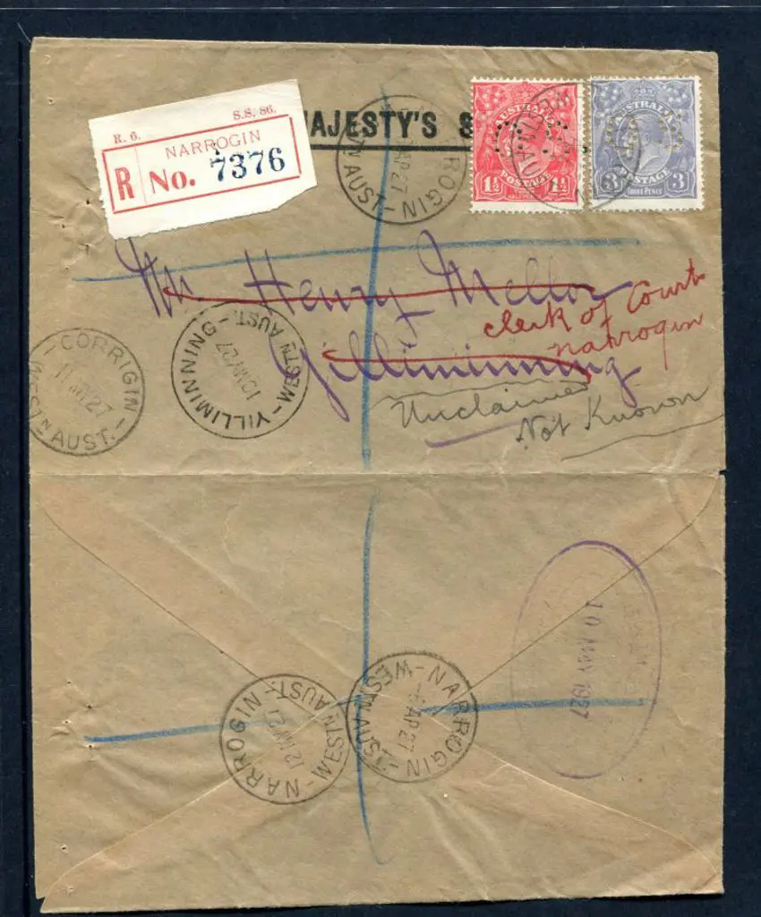 1927 (6th Apr) OHMS Registered cover with red ... Image 1++