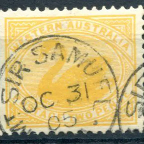 Mt Sir Samuel 3b. Fine 90% strike on 2d yellow ...