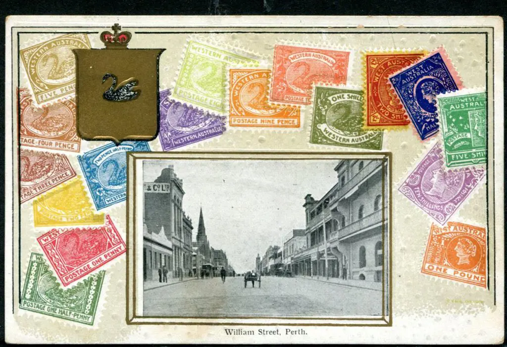 "William Street, Perth." with gold border around ... Image 1++