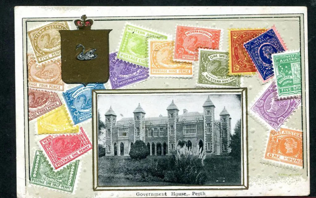 "Government House, Perth" with gold border around ... Image 1++