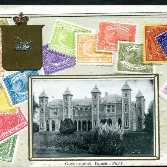 "Government House, Perth" with gold border around ...