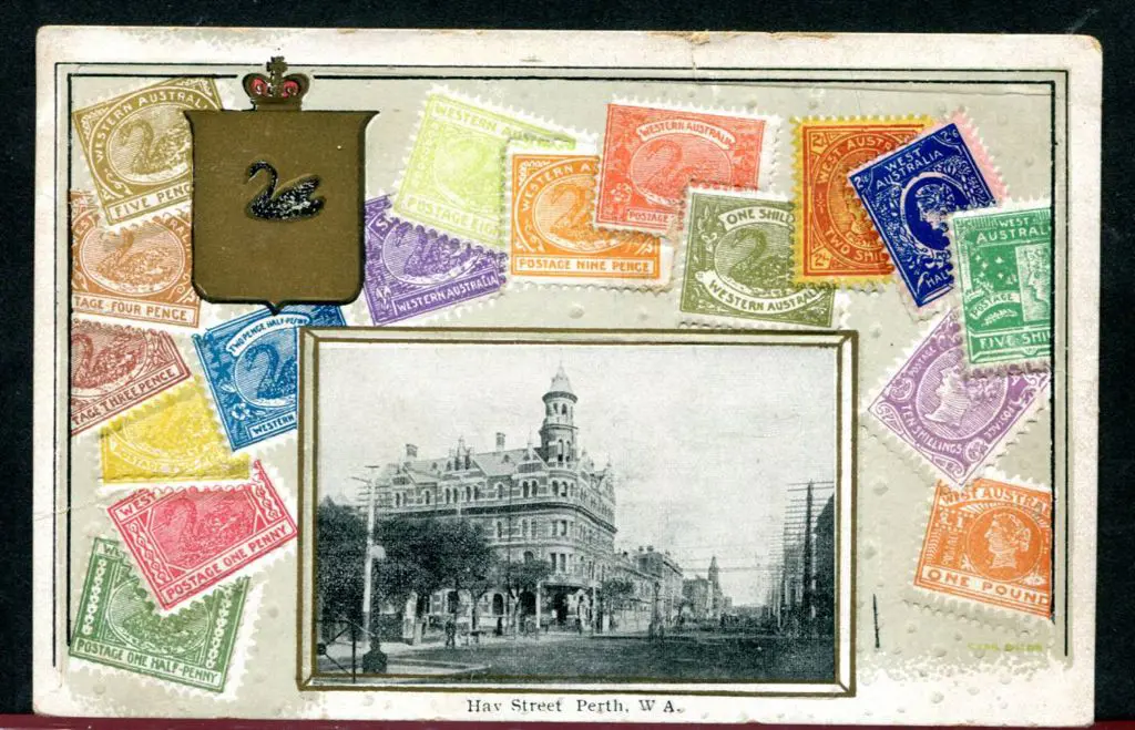 "Hay Street, Perth, W.A." with gold border around ... Image 1++