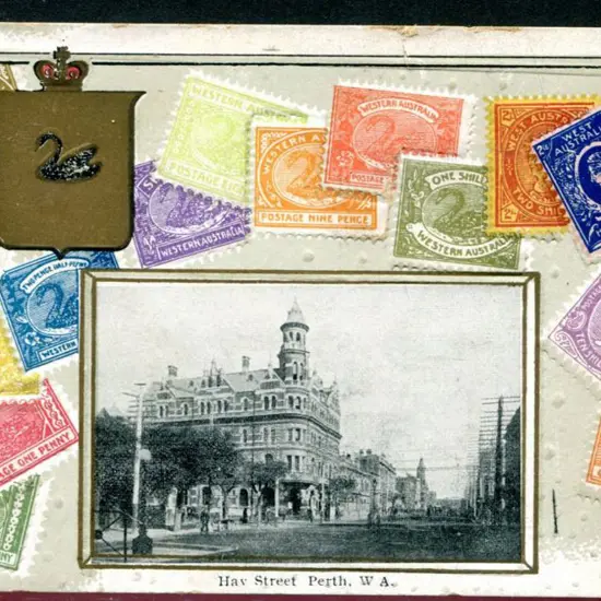 "Hay Street, Perth, W.A." with gold border around ...