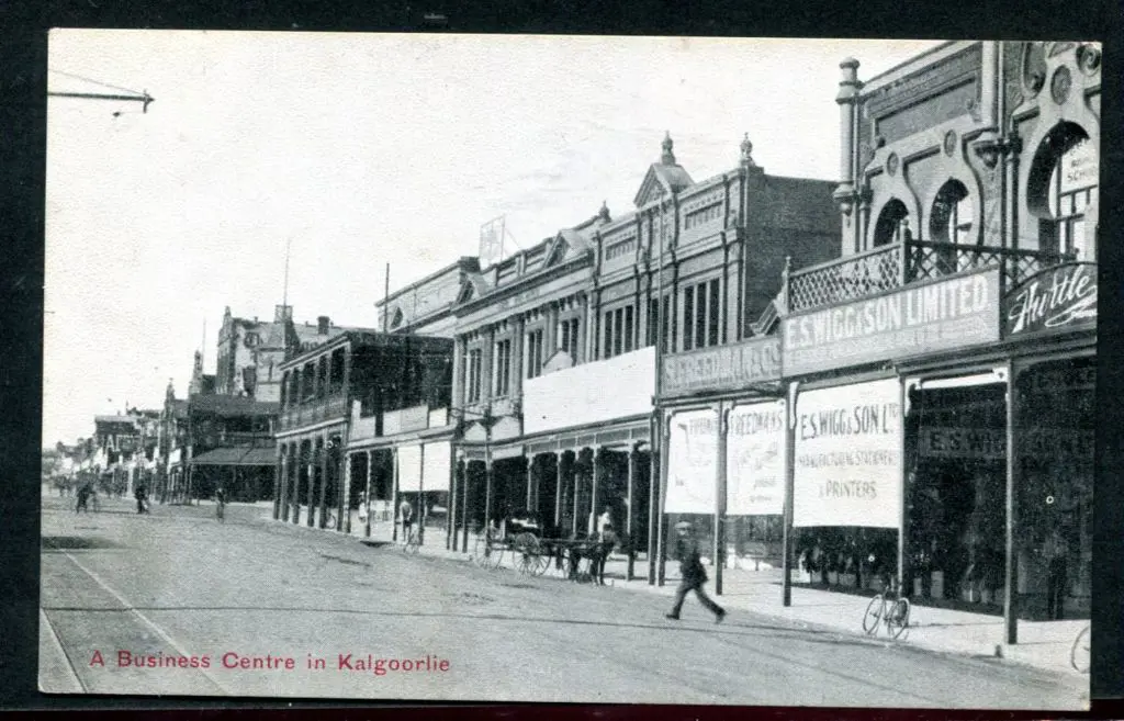 "A Business Centre in Kalgoorlie" b&w with red ... Image 1++