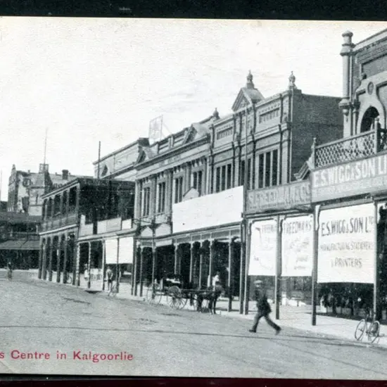 "A Business Centre in Kalgoorlie" b&w with red ...