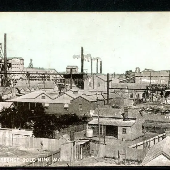 "Golden Horseshoe Gold Mine W.A." b&w with blue ...