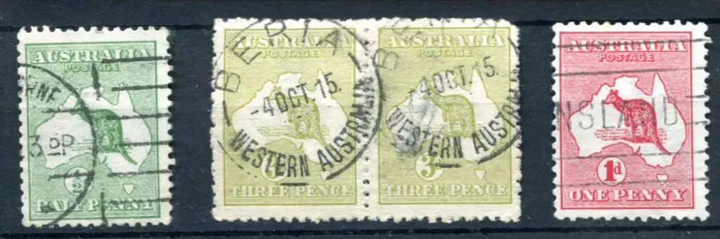 ½d green, 1d red & pair of 3d olive all with ... Image 1++