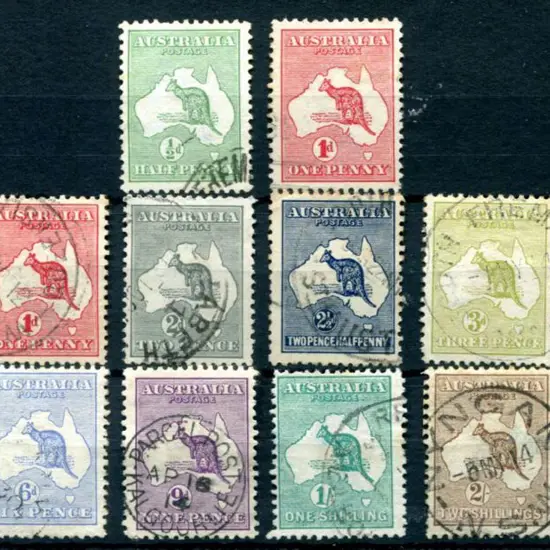 ½d to 5/- group of 14 postally used incl 1d red ...