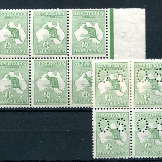 ½d green right marginal MUH block of 8 plus right ...