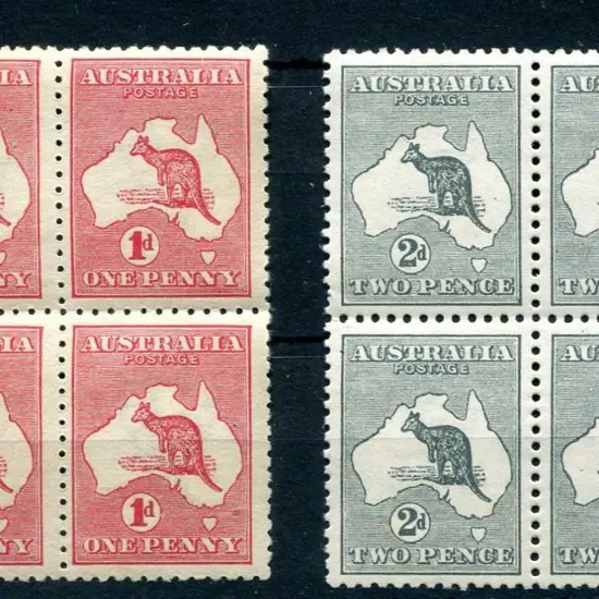 1d red, Die IIA MUH block of 4, one stamp with ...