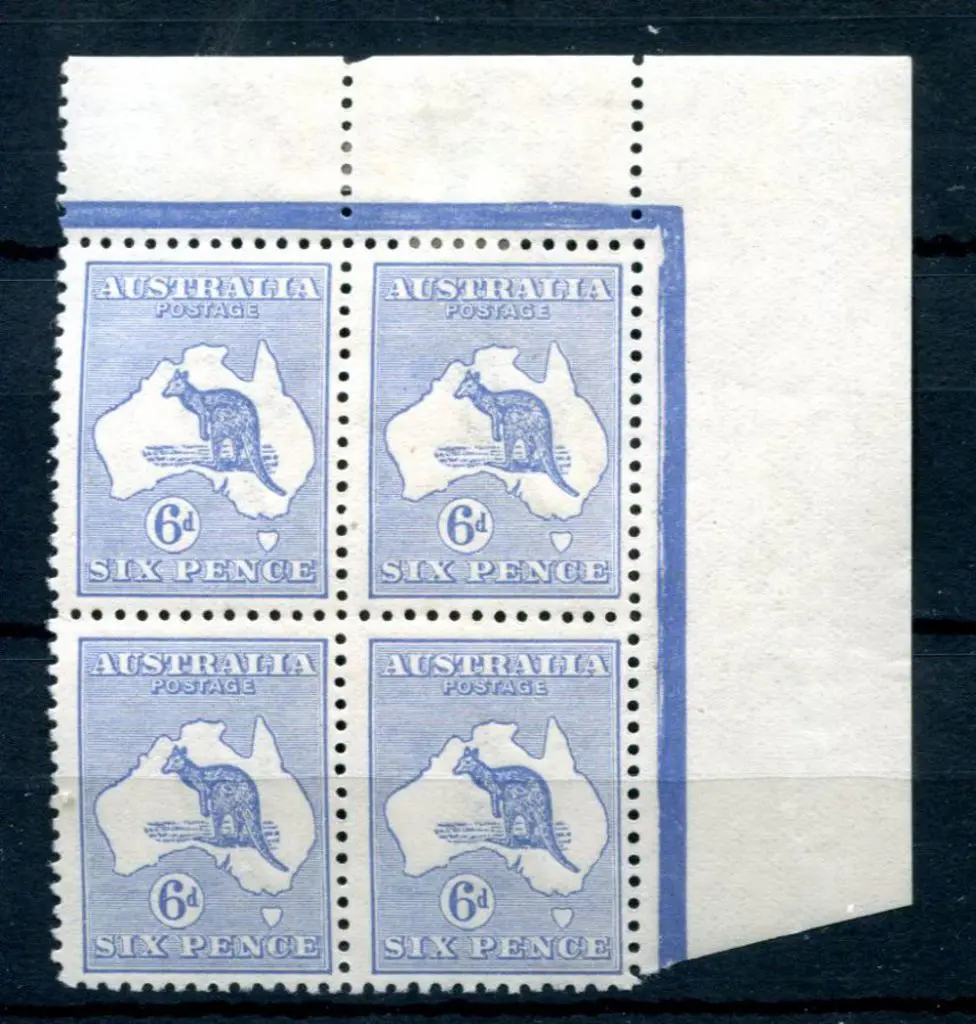 6d ultramarine in top right corner block of 4. MLH ... Image 1++