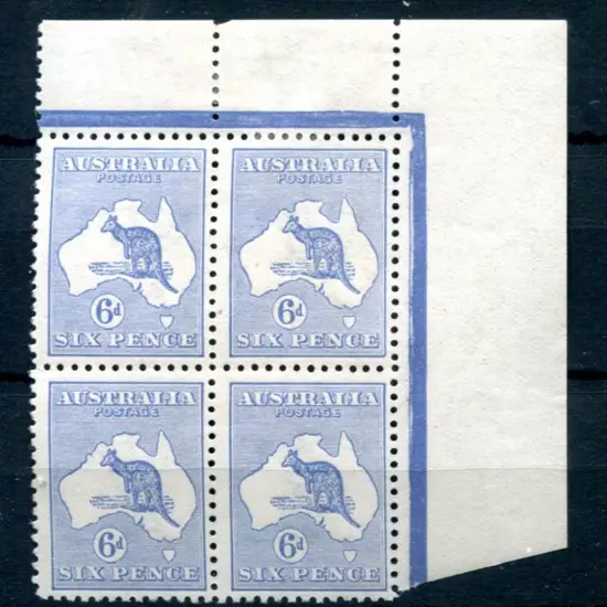 6d ultramarine in top right corner block of 4. MLH ...