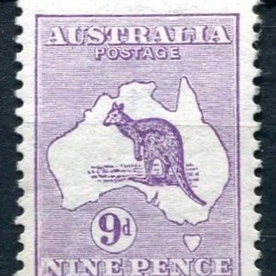 9d violet from base of sheet with wmk line & flaw ...