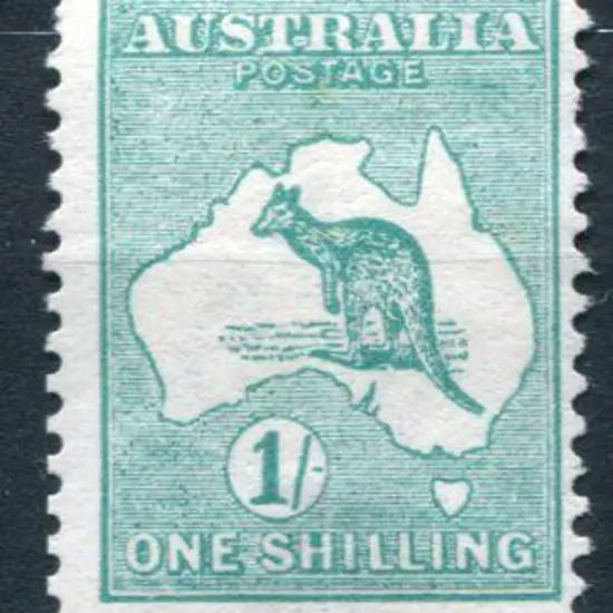 1/- blue-green. MLH with vert crease resulting in ...