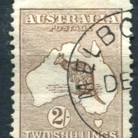2/- brown. CTO with only "DE" visible. Fresh, ...