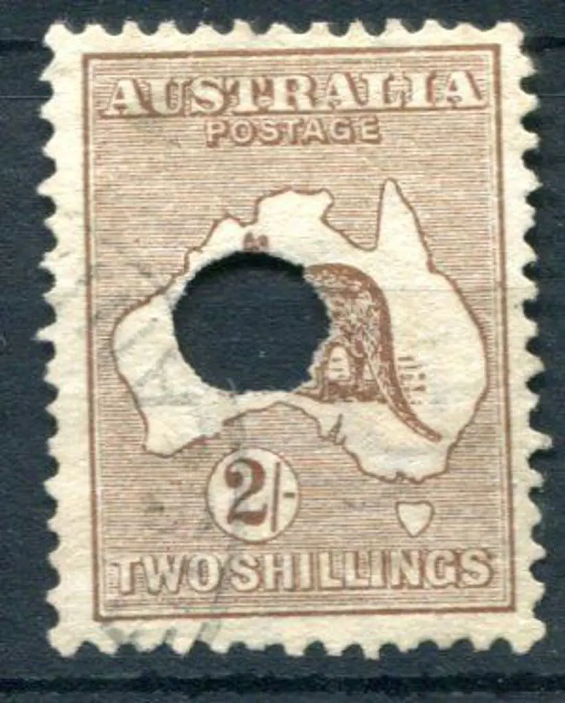 2/- brown with telegraph puncture. Fine used & ... Image 1++