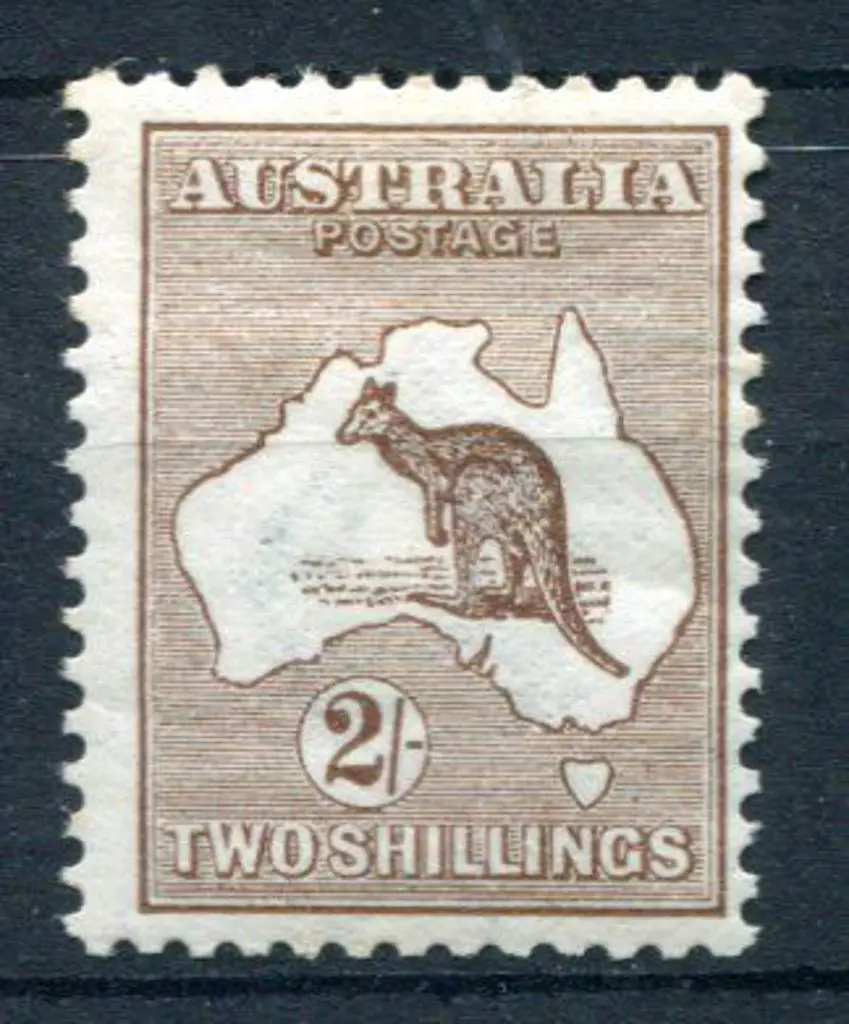 2/- brown. Fine MLH, centred right. ACSC 35A, Cat. ... Image 1++