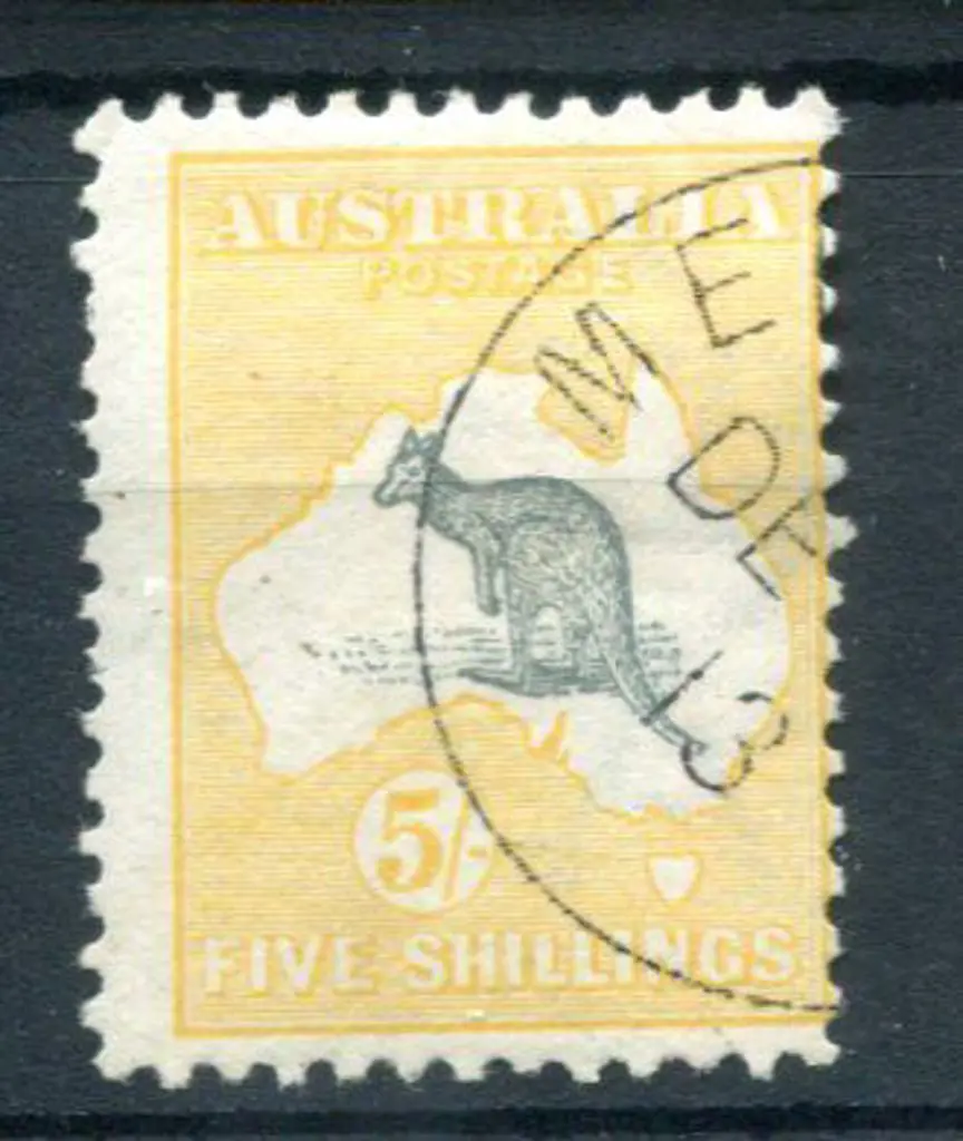 5/- grey & chrome. CTO with part " DE 13". Centred ... Image 1++