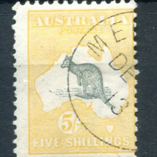 5/- grey & chrome. CTO with part " DE 13". Centred ...