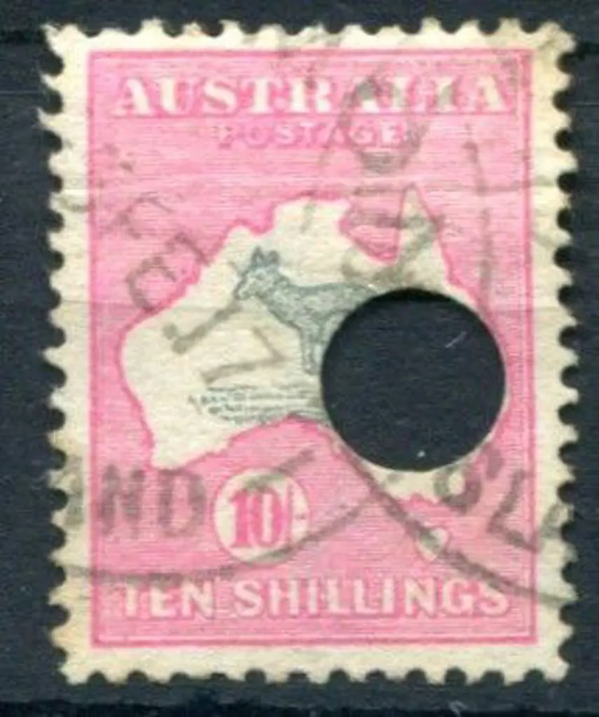 10/- grey & pink with telegraph puncture. F/U with ... Image 1++