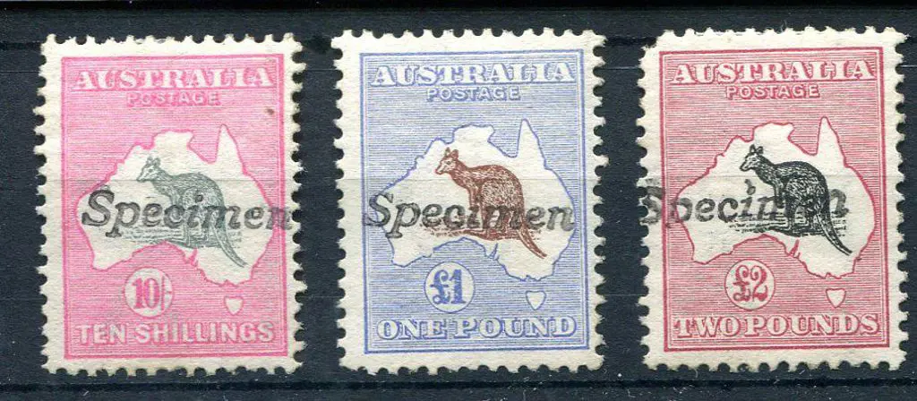 10/-, £1 & £2 ovptd "Specimen" Type A. MLH with ... Image 1++