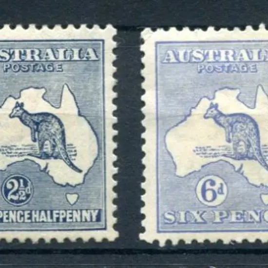 2d grey (ACSC 6a), 2½d bluish-indigo (ACSC 10B), ...