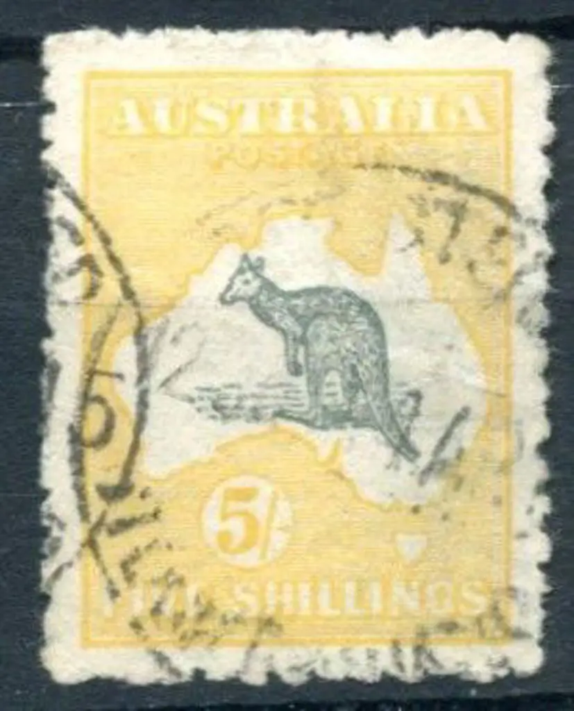 5/- deep grey & yellow with "Broken tail on ... Image 1++