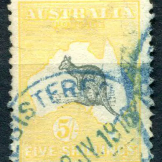 5/- deep grey & yellow with inverted wmk. Good to ...