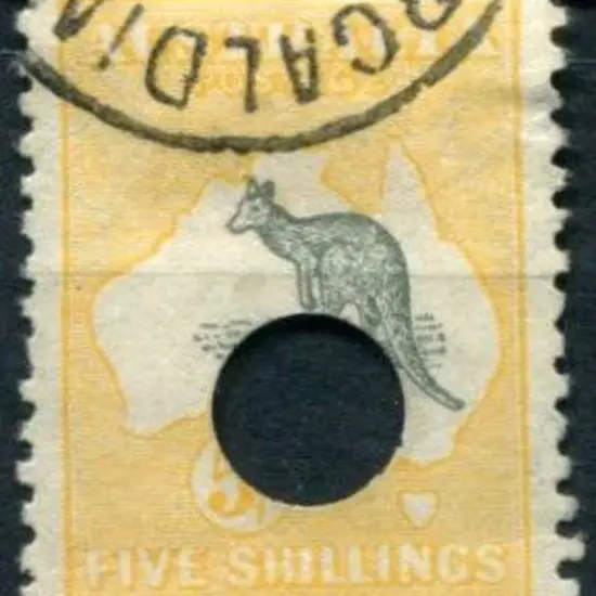 5/- deep grey & chrome with Telegraph puncture. ...