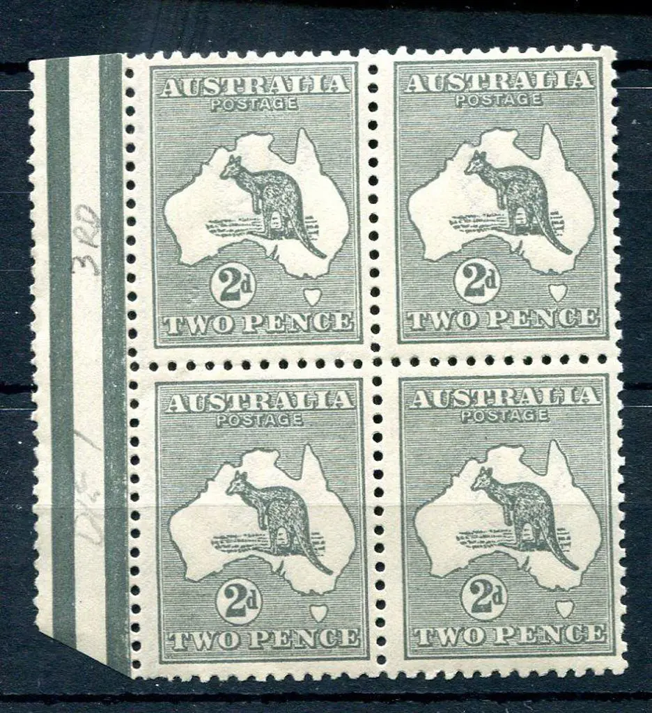2d grey Die I MUH block of 4. Left selvedge block ... Image 1++