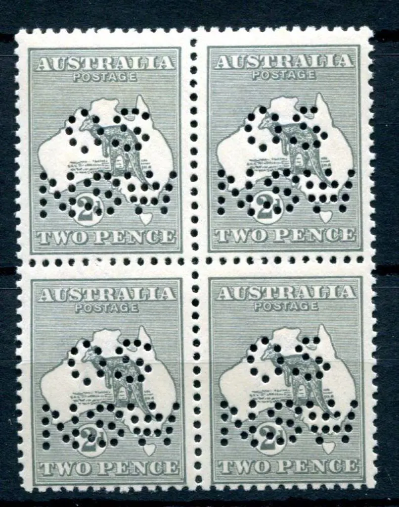 2d grey, Die I block of 4 perfined "OS/NSW". ... Image 1++