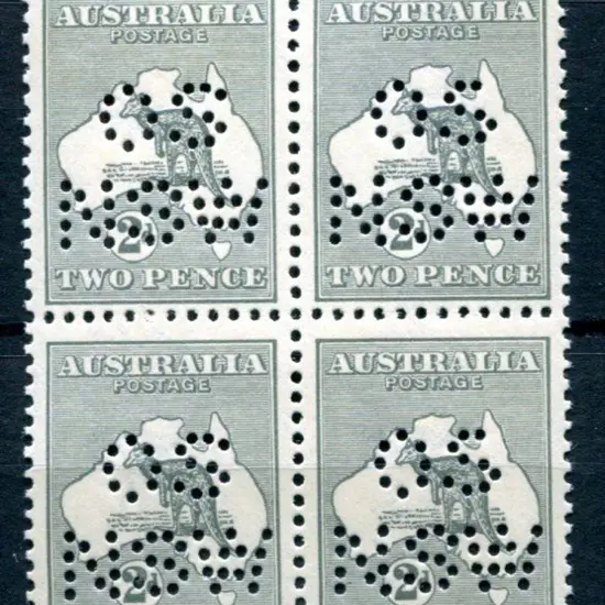 2d grey, Die I block of 4 perfined "OS/NSW". ...