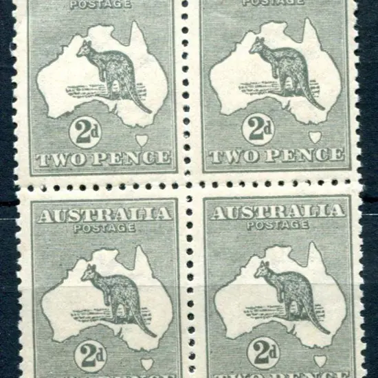 2d grey. MUH block of 4, diagonal crease affecting ...
