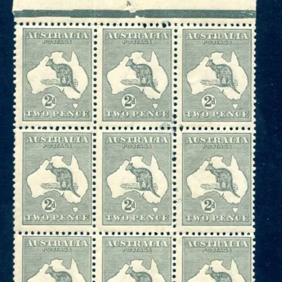 2d grey, Die IIA in top marginal MUH block of 9 ...