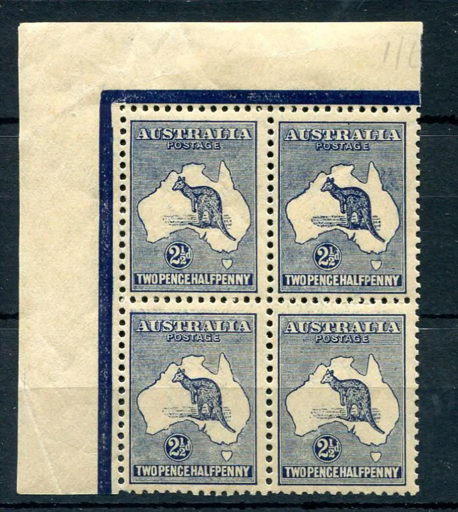 2½d indigo in top left marginal block of 4 with ... Image 1++