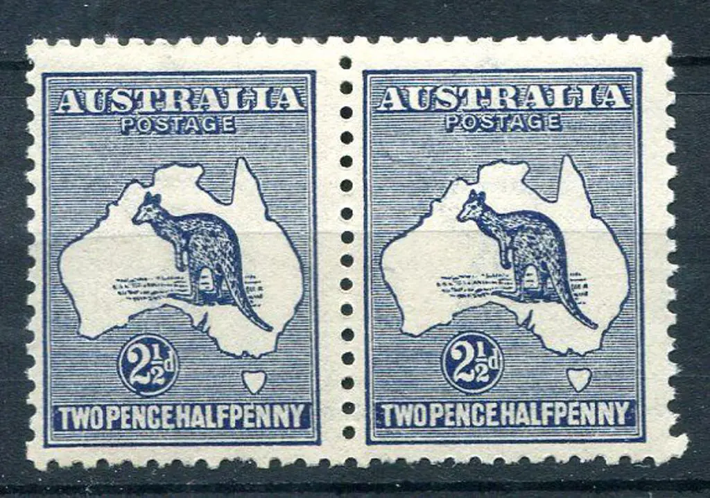 2½d indigo. MUH horiz pair, one short perf at ... Image 1++