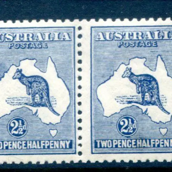 2½d pale bright blue horiz pair with "Retouch in ...