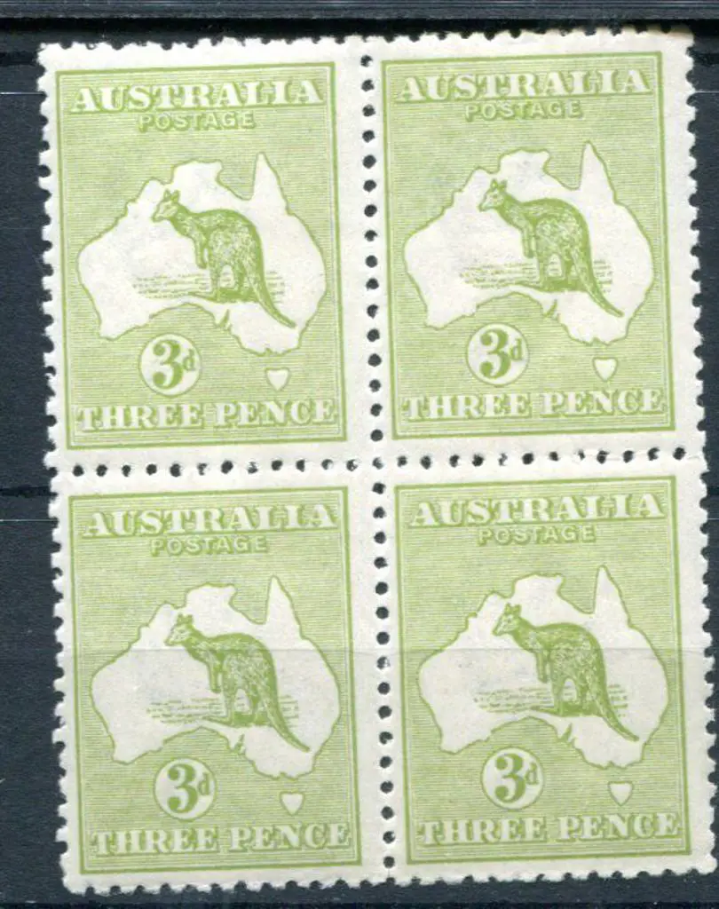 3d pale olive-green, Die I. MUH/MVLH/MLH block of ... Image 1++