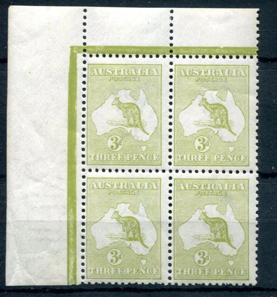3d yellow-olive in top left marginal block of 4 ... Image 1++