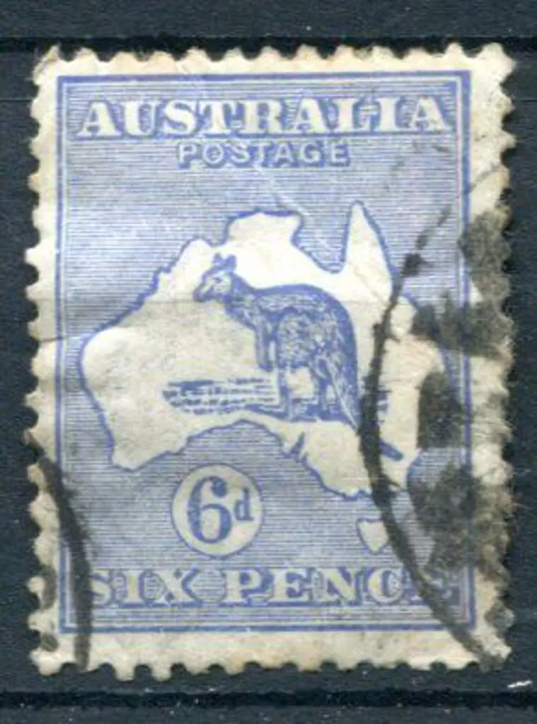 6d ultramarine with "Bite out of kangaroo's left ... Image 1++
