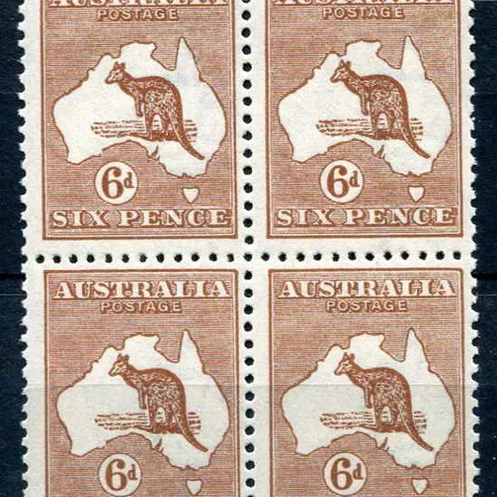 6d chestnut block of 4. Superb MUH. ACSC 21A, Cat. ...