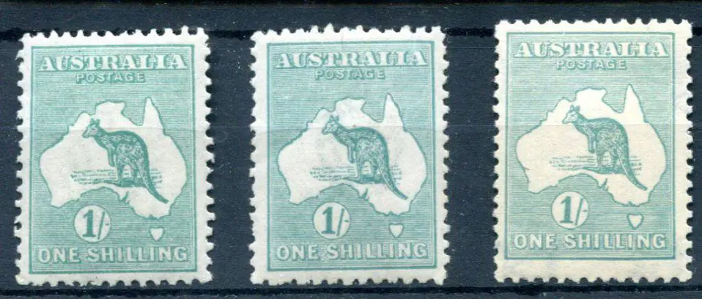 1/- blue-green Dies II & IIB plus latter with wmk ... Image 1++