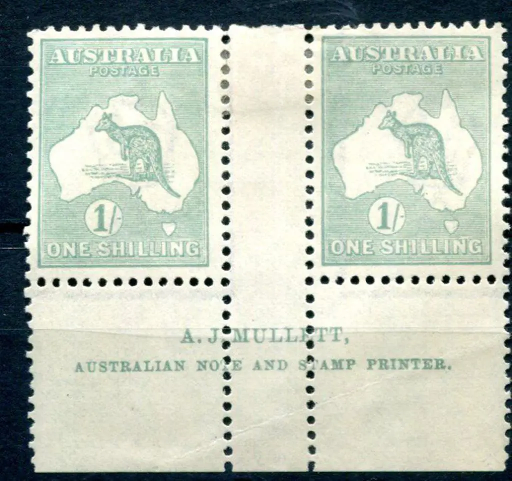 1/- blue-green, Die IIB Mullett imprint pair. Fine ... Image 1++
