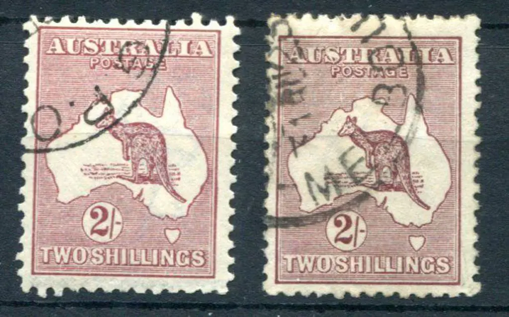 2/- maroon with "two diagonal lines east of NSW ... Image 1++