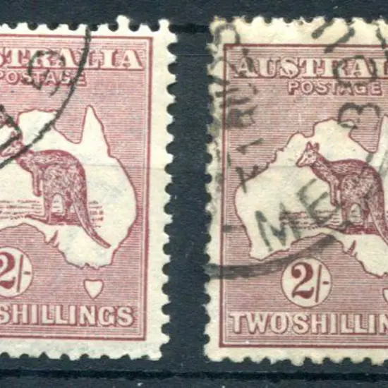 2/- maroon with "two diagonal lines east of NSW ...