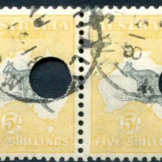 5/- grey & deep yellow horiz pair with Telegraph ...